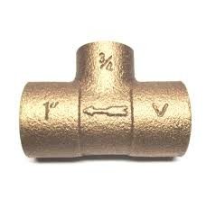 1/2" Female Thread Brass Plumbing Tee Fitting Used In Water / Gas